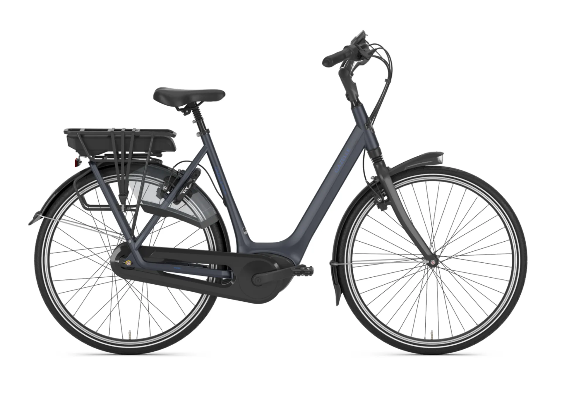 Gazelle Orange C310 Low Step Dutch Style E Bike in Blue